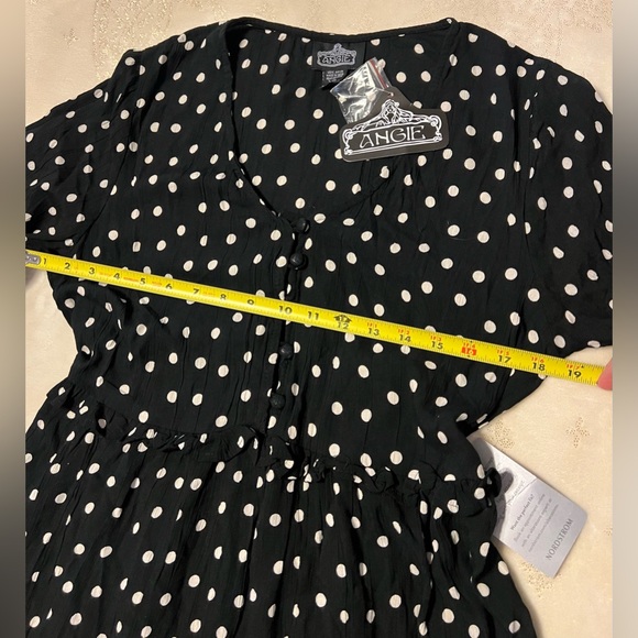 🆕 Angie Black and White Polka Dot Dress, elastic waist Women’s Med NWT - Picture 7 of 8